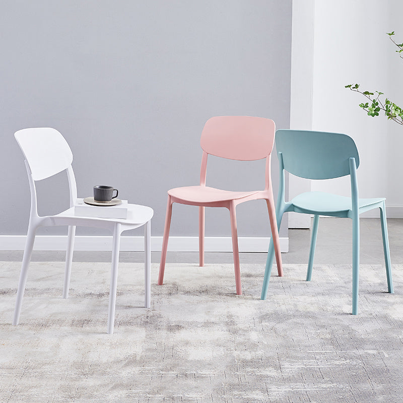 Scandinavian Plastic Armless Dining Chairs Dining Room Open Back Side Chair