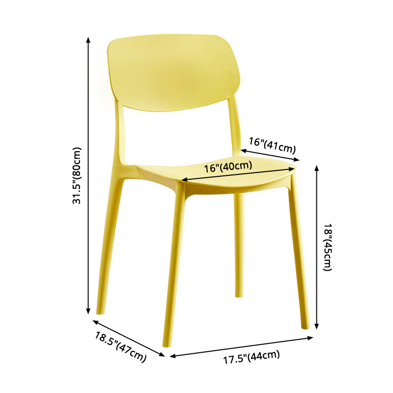 Scandinavian Plastic Armless Dining Chairs Dining Room Open Back Side Chair
