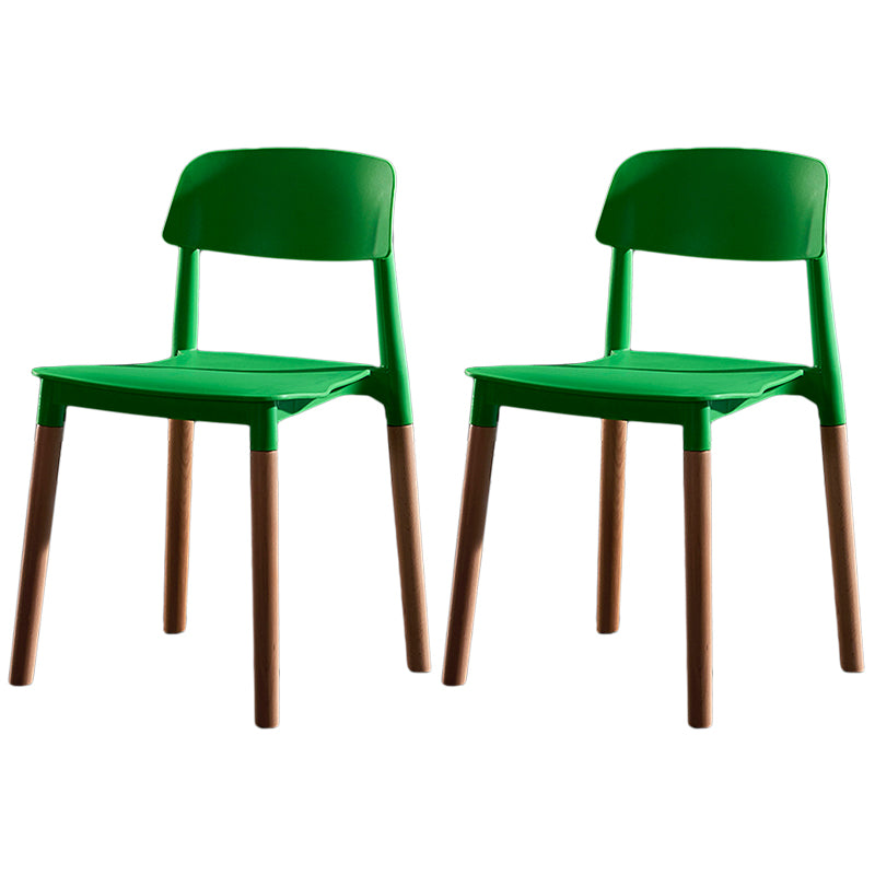 Modern Square Open Back Dining Chair Plastic Stackable Side Dining Chairs for Kitchen