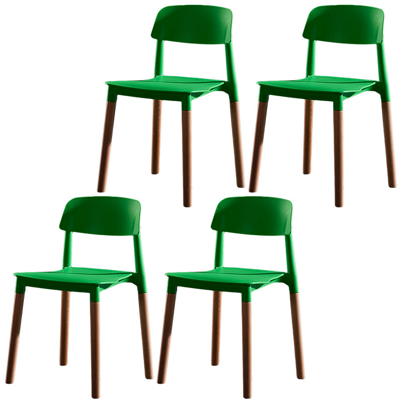 Modern Square Open Back Dining Chair Plastic Stackable Side Dining Chairs for Kitchen