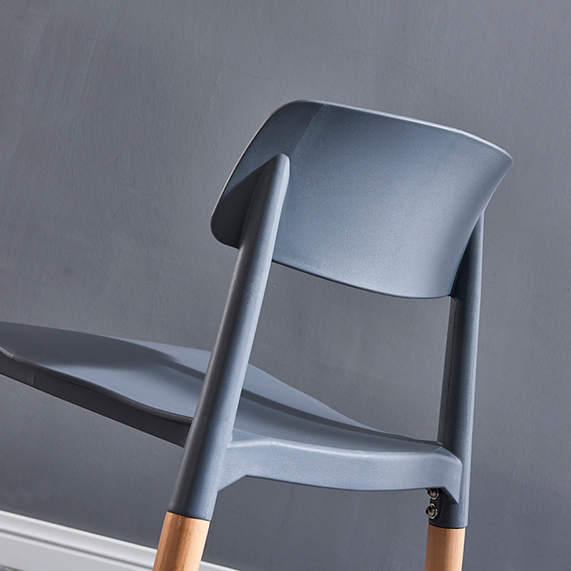Modern Square Open Back Dining Chair Plastic Stackable Side Dining Chairs for Kitchen