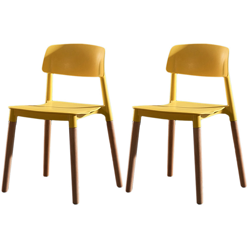 Modern Square Open Back Dining Chair Plastic Stackable Side Dining Chairs for Kitchen