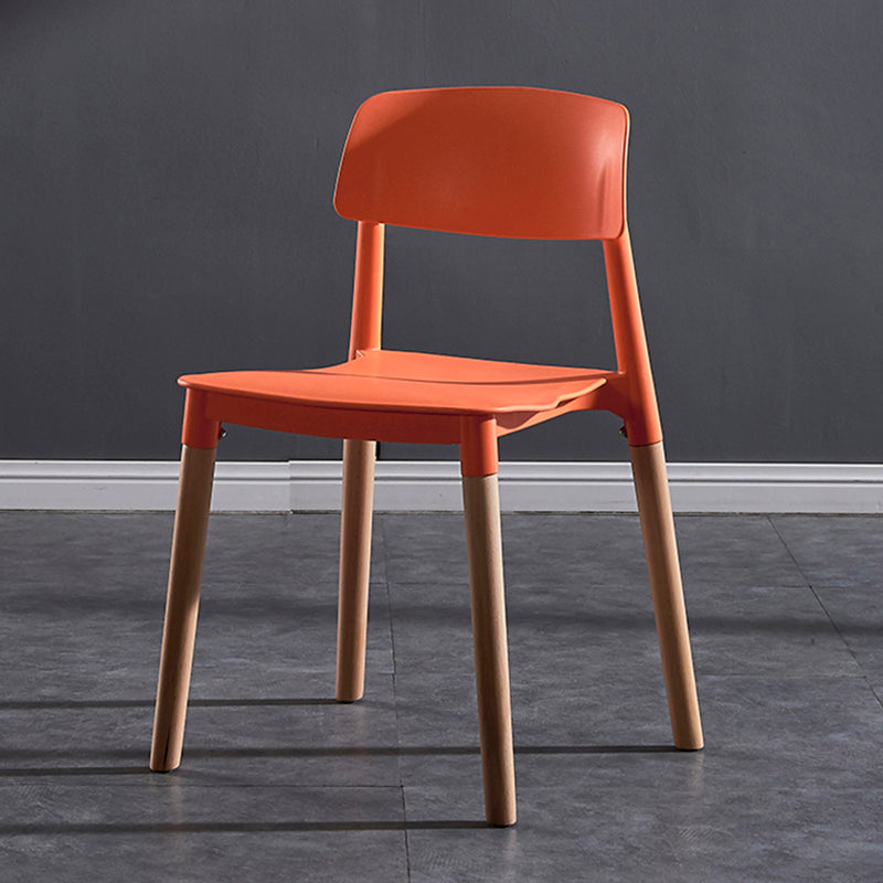 Modern Square Open Back Dining Chair Plastic Stackable Side Dining Chairs for Kitchen
