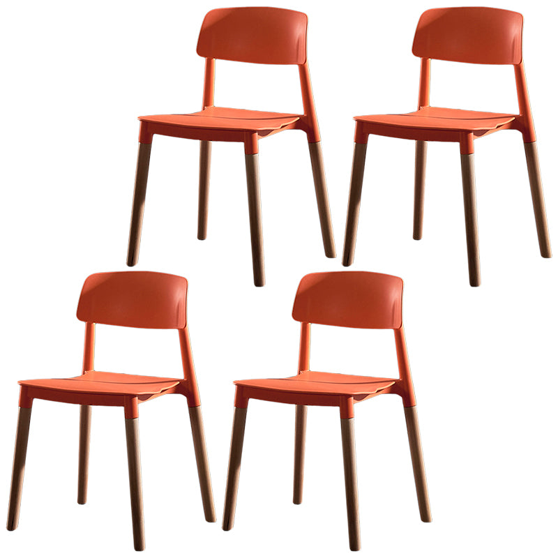 Modern Square Open Back Dining Chair Plastic Stackable Side Dining Chairs for Kitchen