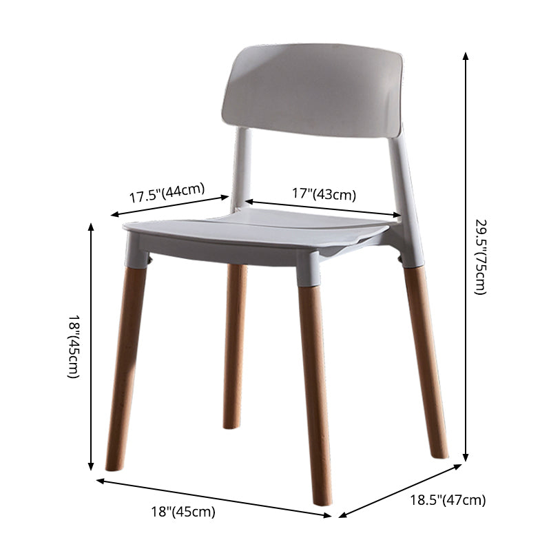 Modern Square Open Back Dining Chair Plastic Stackable Side Dining Chairs for Kitchen