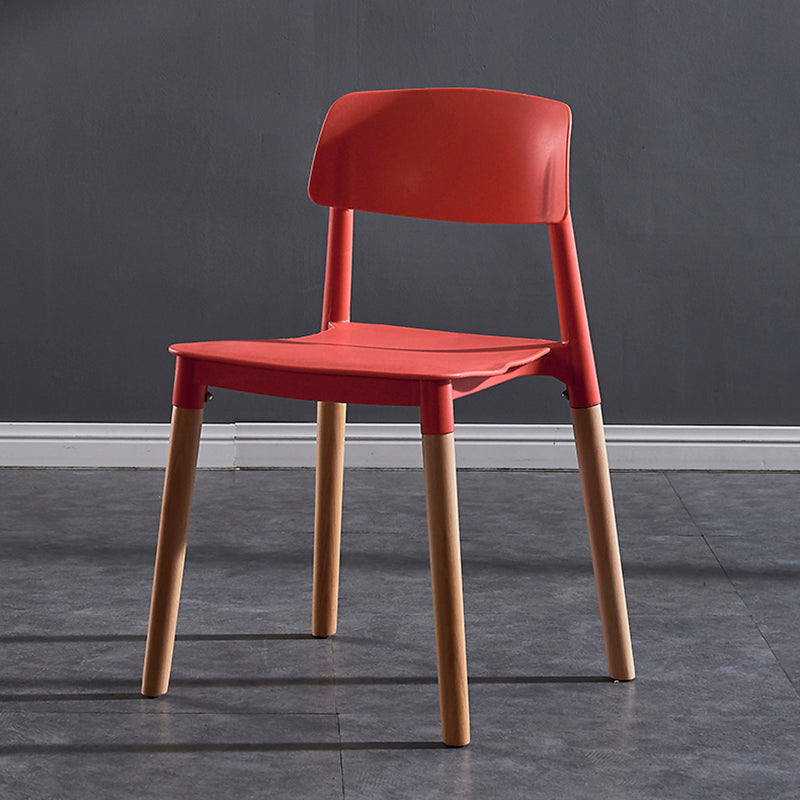 Modern Square Open Back Dining Chair Plastic Stackable Side Dining Chairs for Kitchen