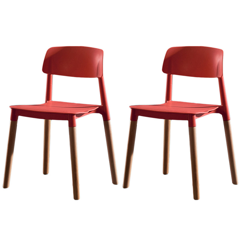 Modern Square Open Back Dining Chair Plastic Stackable Side Dining Chairs for Kitchen