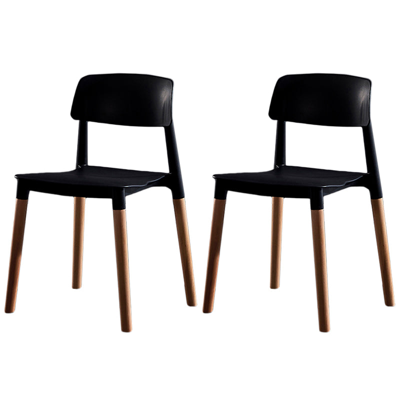 Modern Square Open Back Dining Chair Plastic Stackable Side Dining Chairs for Kitchen