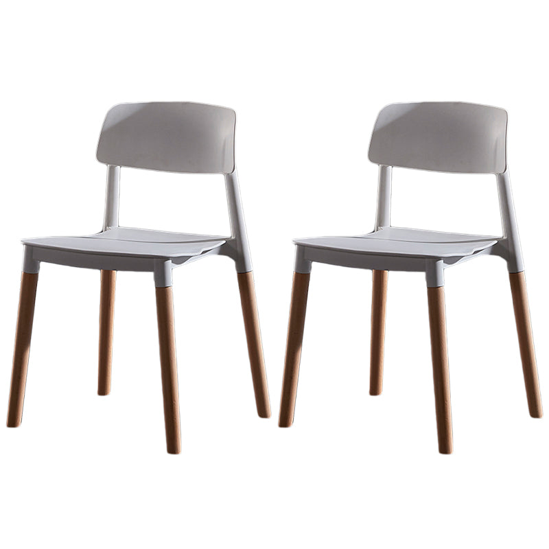 Modern Square Open Back Dining Chair Plastic Stackable Side Dining Chairs for Kitchen