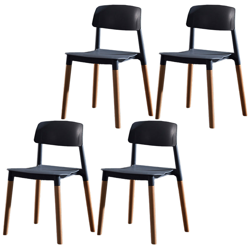 Modern Square Open Back Dining Chair Plastic Stackable Side Dining Chairs for Kitchen