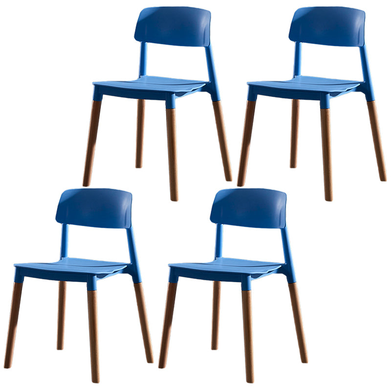 Modern Square Open Back Dining Chair Plastic Stackable Side Dining Chairs for Kitchen