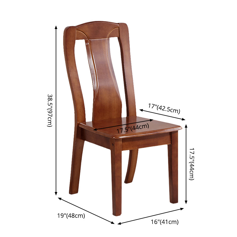 Chaise de salle à manger traditionnelle en bois massif, chaise latérale à dossier à lattes pour la maison