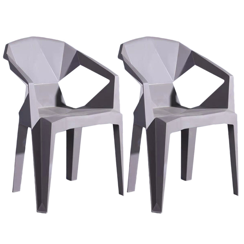 Home Contemporary Arm Chair Solid Back Plastic Stackable Dining Room Chair