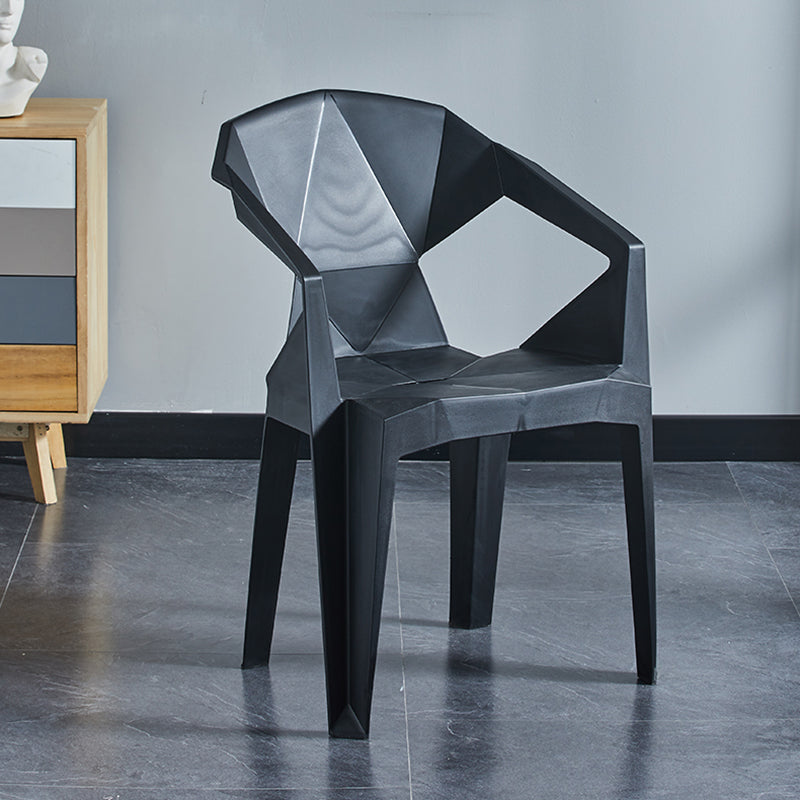 Home Contemporary Arm Chair Solid Back Plastic Stackable Dining Room Chair