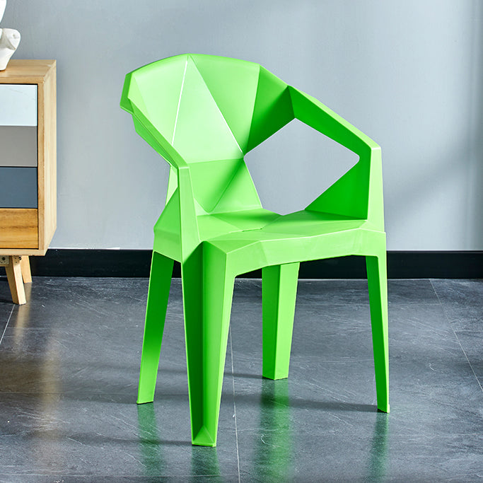 Home Contemporary Arm Chair Solid Back Plastic Stackable Dining Room Chair