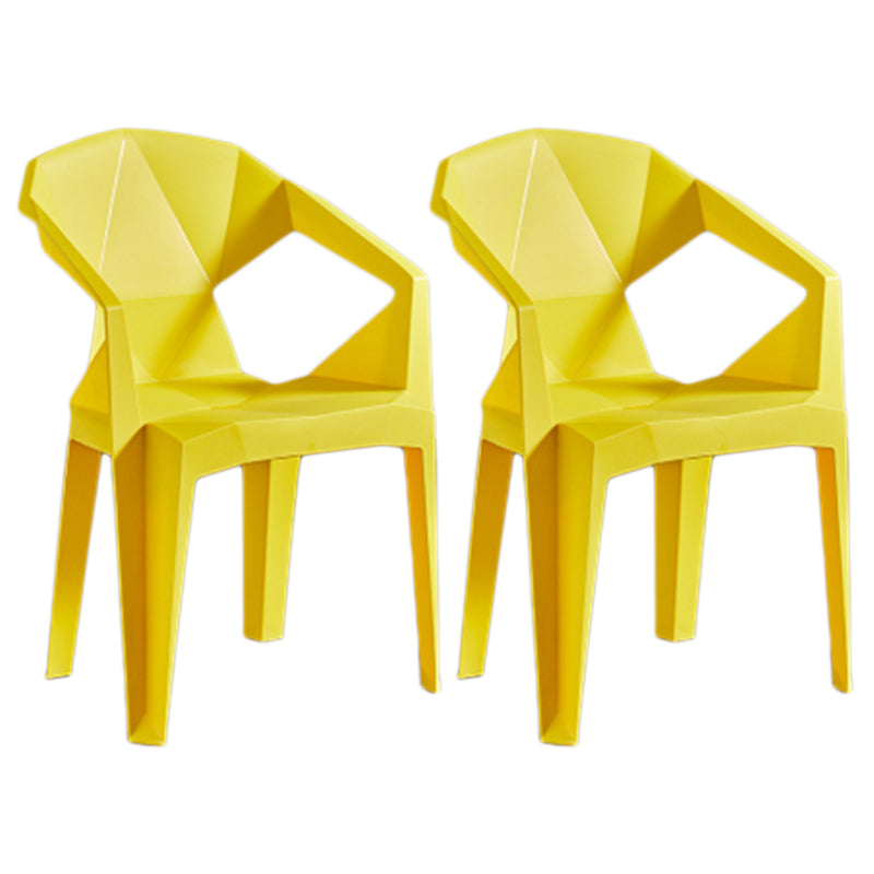 Home Contemporary Arm Chair Solid Back Plastic Stackable Dining Room Chair