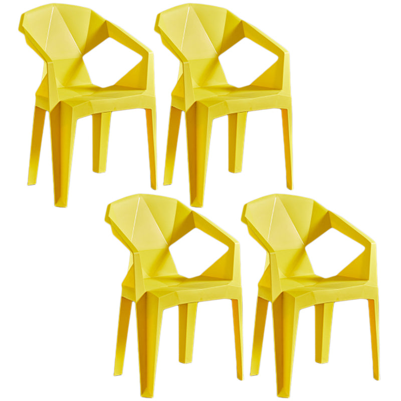 Home Contemporary Arm Chair Solid Back Plastic Stackable Dining Room Chair