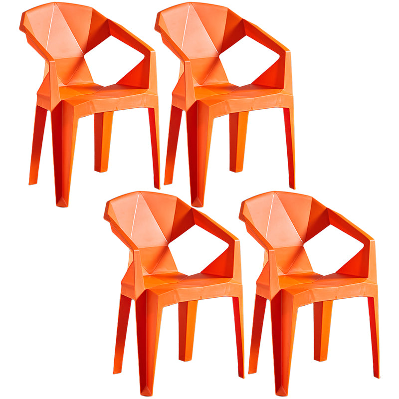 Home Contemporary Arm Chair Solid Back Plastic Stackable Dining Room Chair