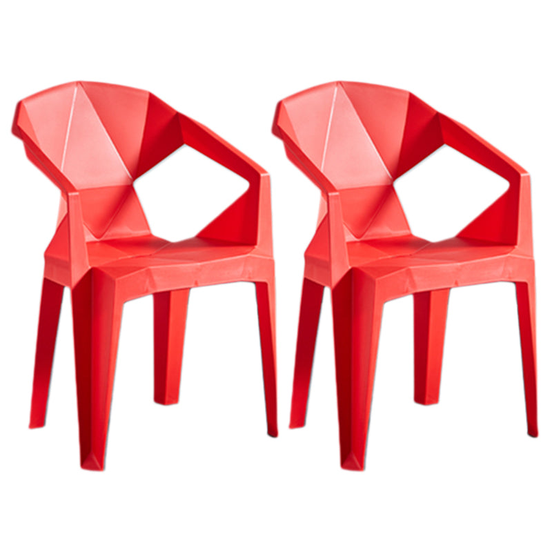 Home Contemporary Arm Chair Solid Back Plastic Stackable Dining Room Chair