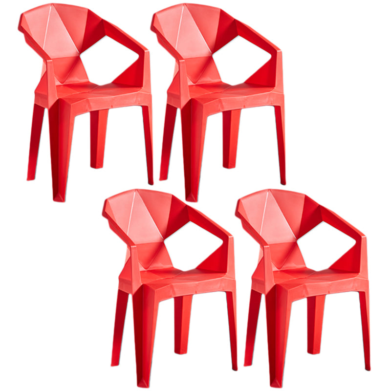 Home Contemporary Arm Chair Solid Back Plastic Stackable Dining Room Chair