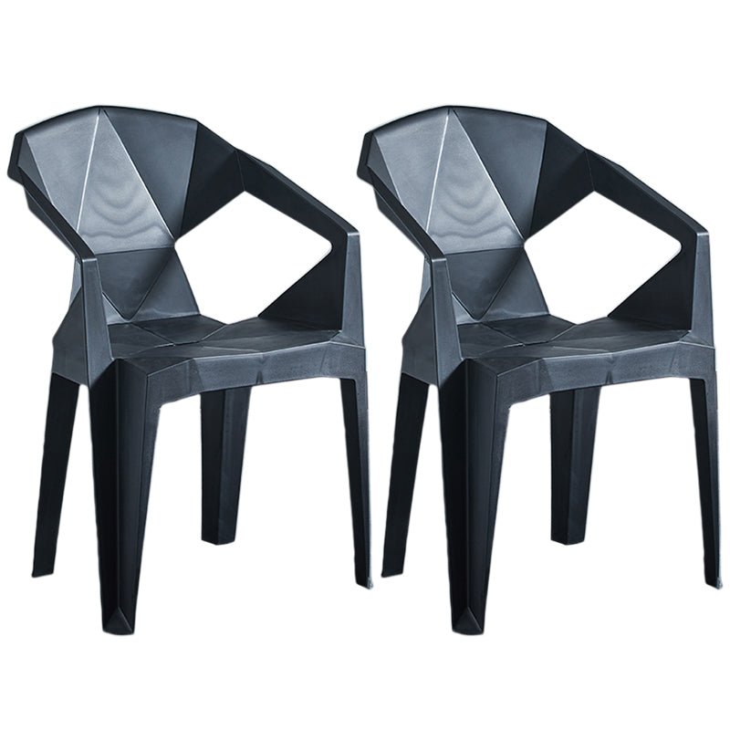 Home Contemporary Arm Chair Solid Back Plastic Stackable Dining Room Chair