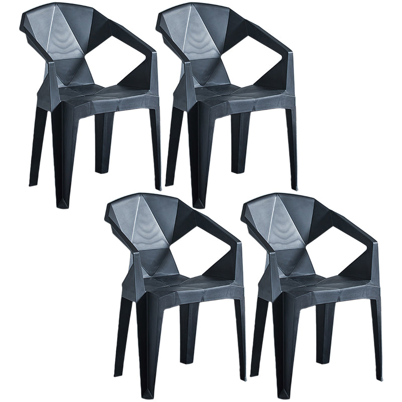 Home Contemporary Arm Chair Solid Back Plastic Stackable Dining Room Chair