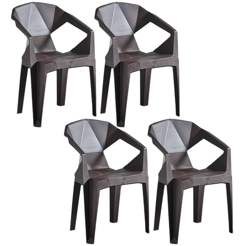 Home Contemporary Arm Chair Solid Back Plastic Stackable Dining Room Chair