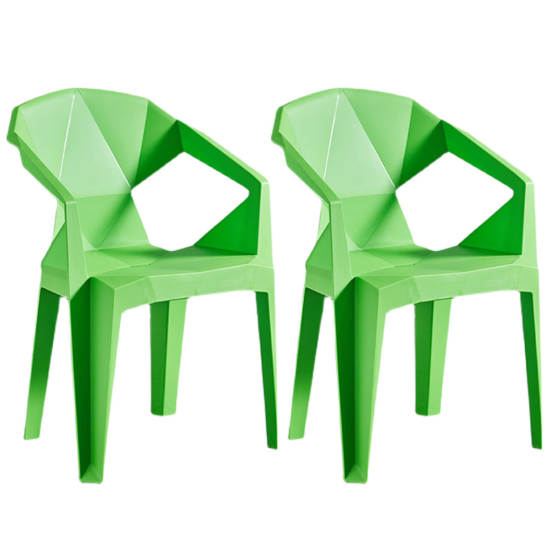 Home Contemporary Arm Chair Solid Back Plastic Stackable Dining Room Chair