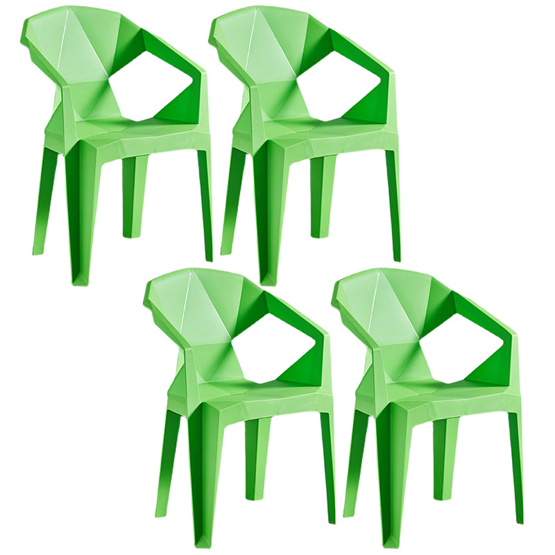 Home Contemporary Arm Chair Solid Back Plastic Stackable Dining Room Chair
