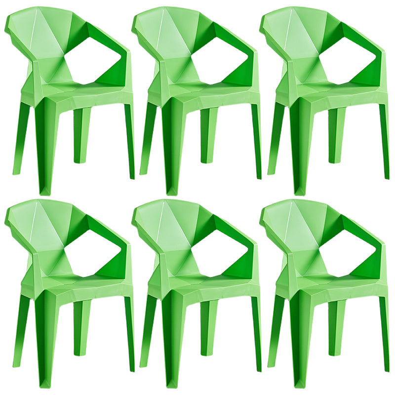 Home Contemporary Arm Chair Solid Back Plastic Stackable Dining Room Chair