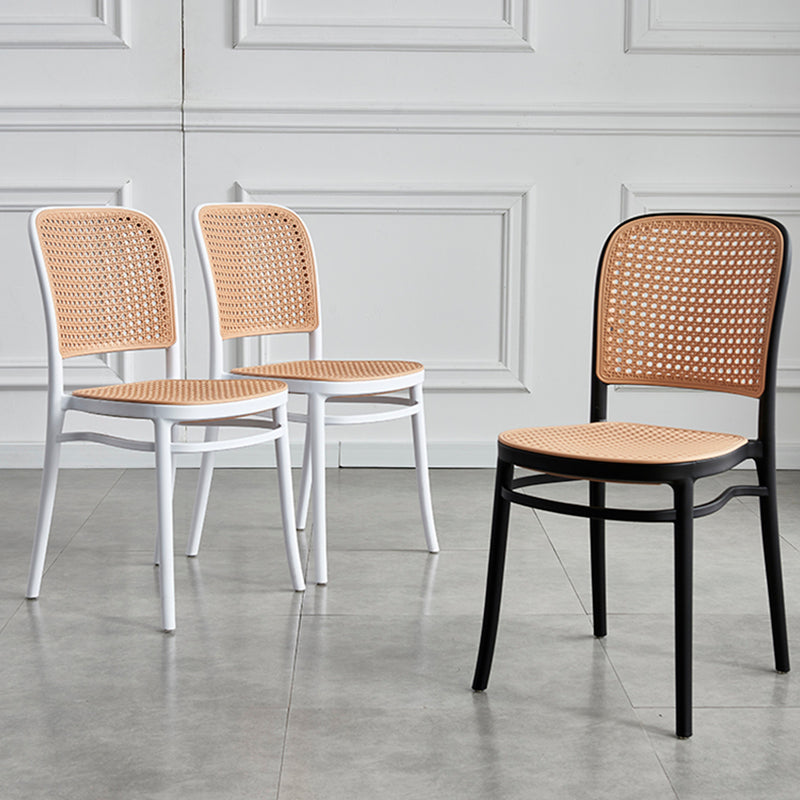 Nordischer Terrassen-Esszimmerstuhl aus Korbgeflecht/Rattan, 86,4 cm hoch, offene Rückenlehne, Beistellstuhl für Restaurants