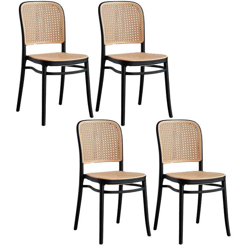 Nordischer Terrassen-Esszimmerstuhl aus Korbgeflecht/Rattan, 86,4 cm hoch, offene Rückenlehne, Beistellstuhl für Restaurants