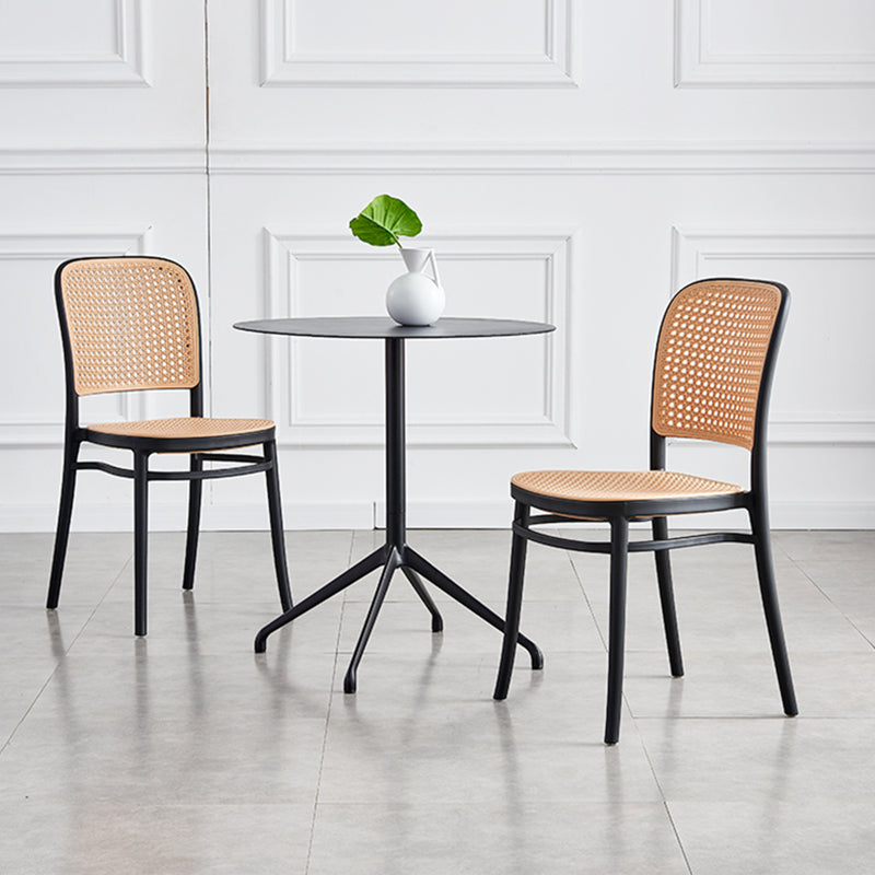 Nordischer Terrassen-Esszimmerstuhl aus Korbgeflecht/Rattan, 86,4 cm hoch, offene Rückenlehne, Beistellstuhl für Restaurants