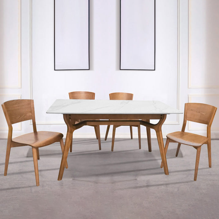 Chaises de salle à manger latérales contemporaines en bois avec chaises sans bras de salle à manger à 4 pieds