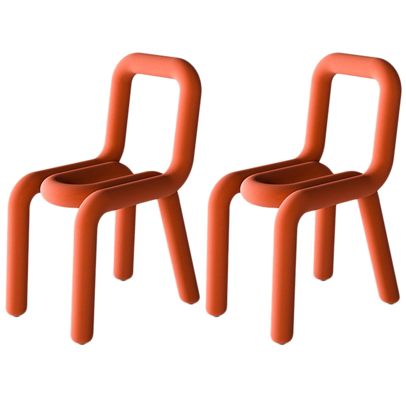 Chaise de salle à manger à dossier ouvert en flanelle de chaise latérale de restaurant de style moderne coloré