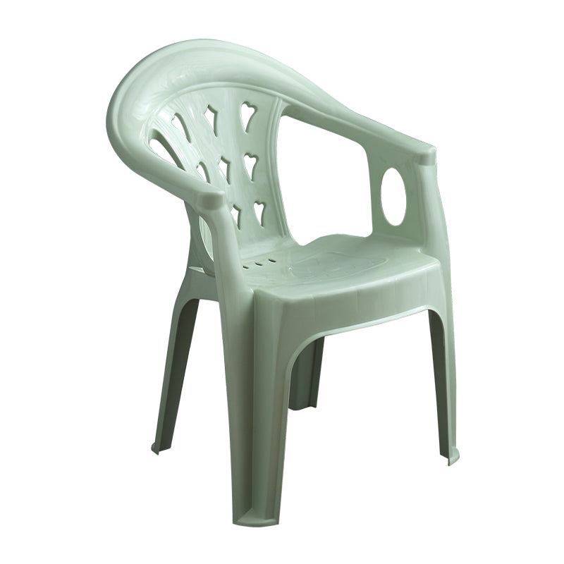 Fauteuil de salle à manger en plastique contemporain, chaise latérale empilable à dossier à lattes pour la maison