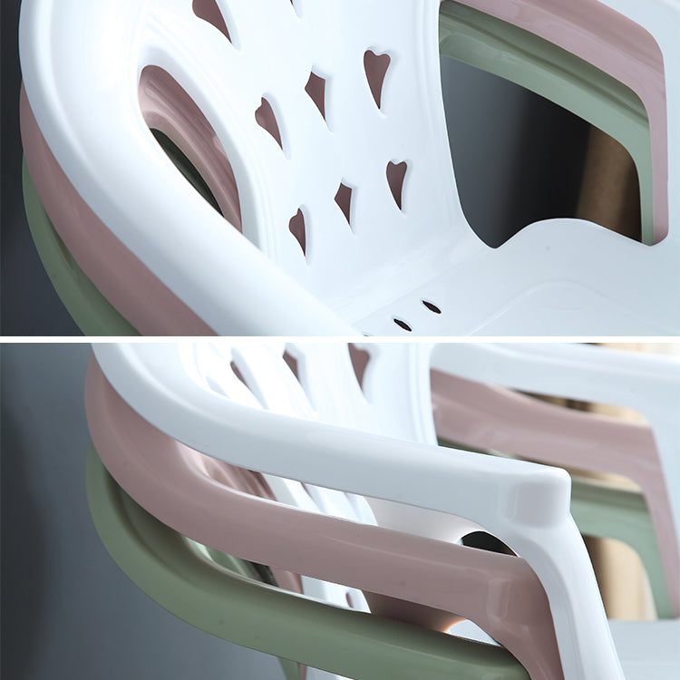 Fauteuil de salle à manger en plastique contemporain, chaise latérale empilable à dossier à lattes pour la maison
