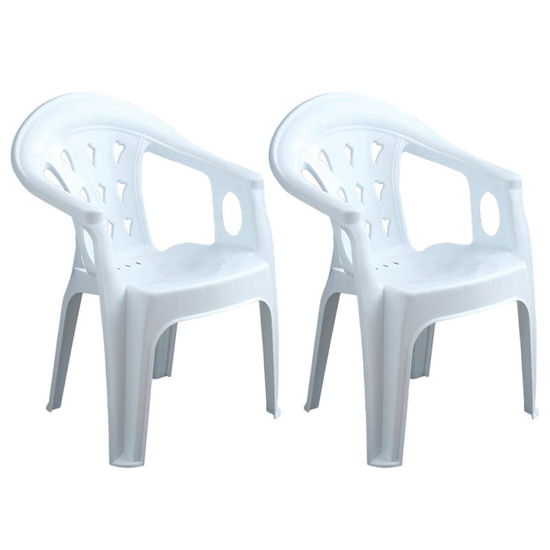 Fauteuil de salle à manger en plastique contemporain, chaise latérale empilable à dossier à lattes pour la maison