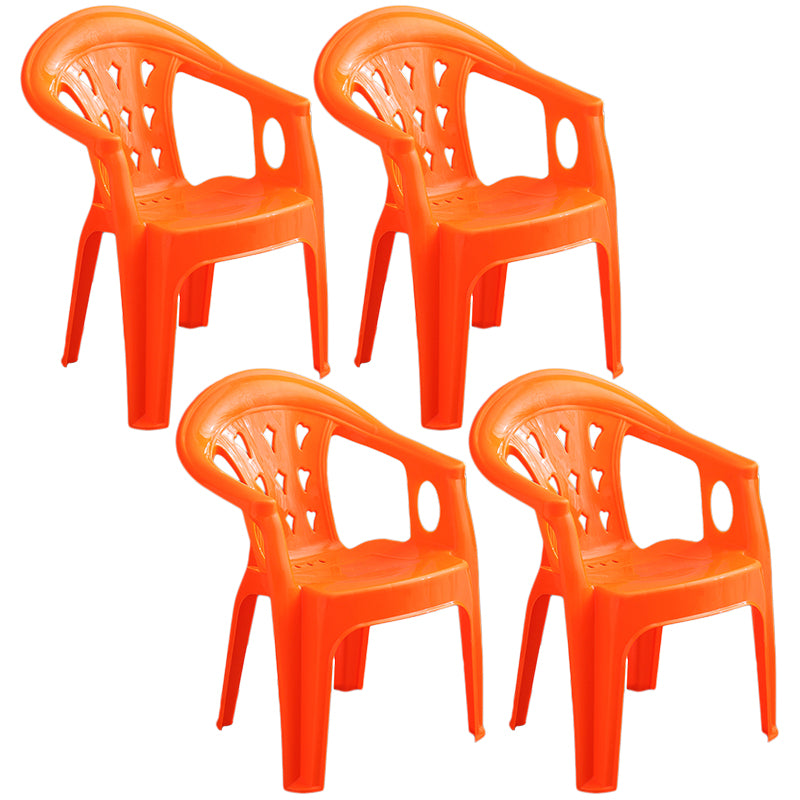 Fauteuil de salle à manger en plastique contemporain, chaise latérale empilable à dossier à lattes pour la maison