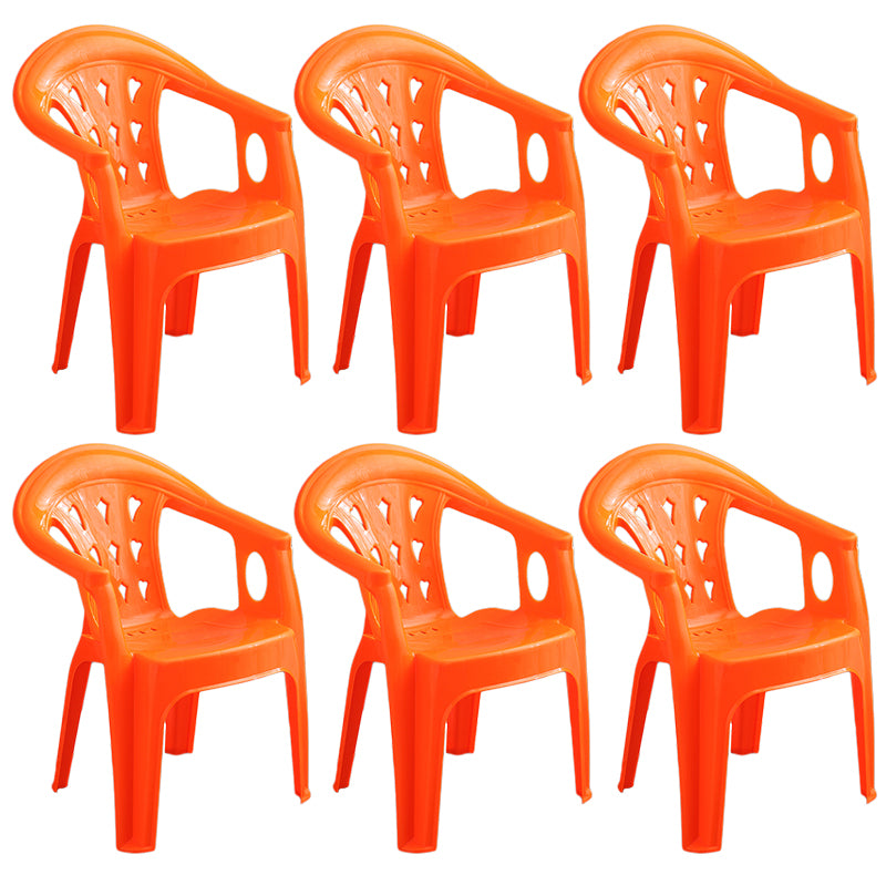Fauteuil de salle à manger en plastique contemporain, chaise latérale empilable à dossier à lattes pour la maison