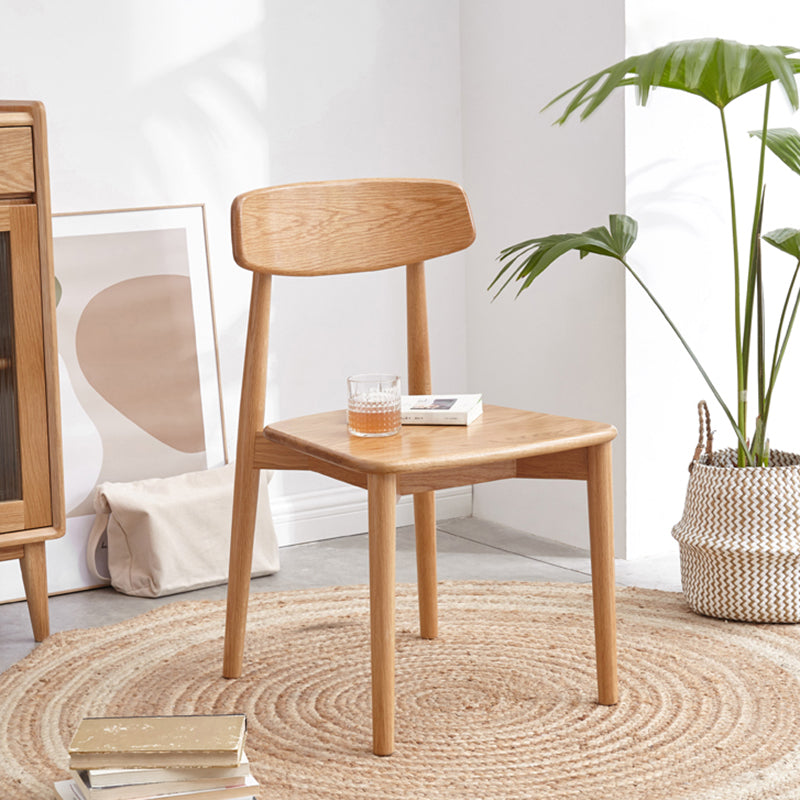 Chaise d'intérieur et d'extérieur en bois moderne, chaise d'appoint de salle à manger sans accoudoirs à dossier ouvert