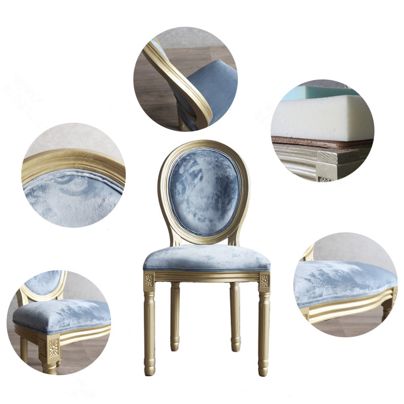 Chaise de salle à manger traditionnelle en velours, chaise latérale à dossier King Louis de 38 pouces avec 4 pieds pour restaurant