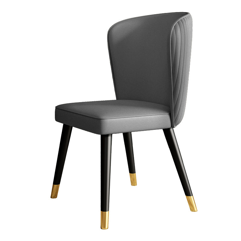 Contemporary Style Leather Chair Armless Parsons Chair with Wooden Legs for Dining Room