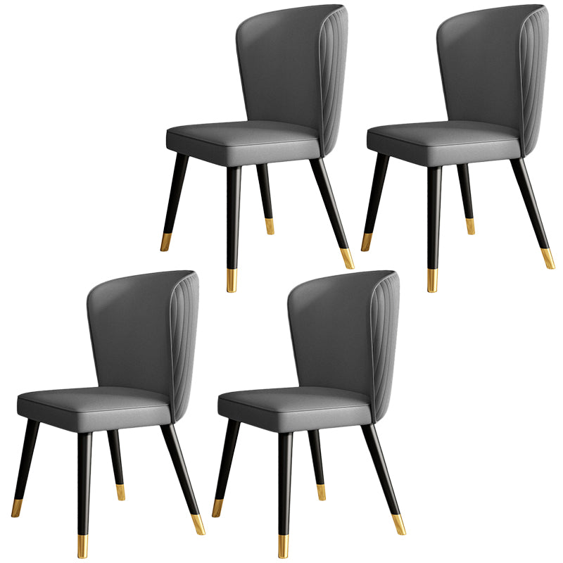 Contemporary Style Leather Chair Armless Parsons Chair with Wooden Legs for Dining Room