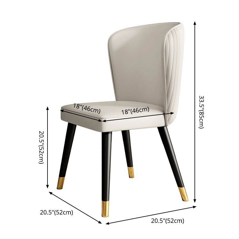 Contemporary Style Leather Chair Armless Parsons Chair with Wooden Legs for Dining Room