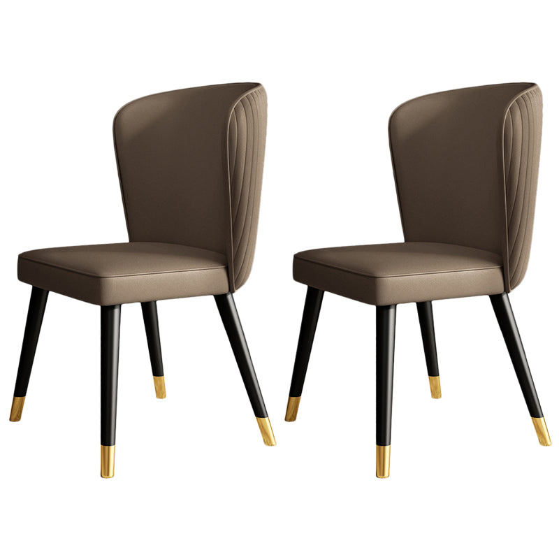 Contemporary Style Leather Chair Armless Parsons Chair with Wooden Legs for Dining Room