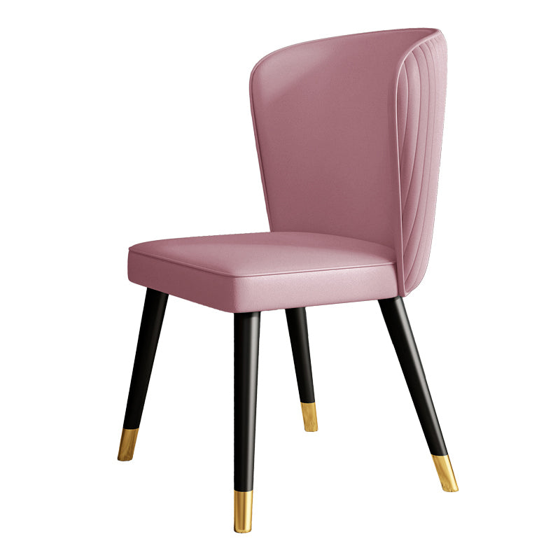 Contemporary Style Leather Chair Armless Parsons Chair with Wooden Legs for Dining Room