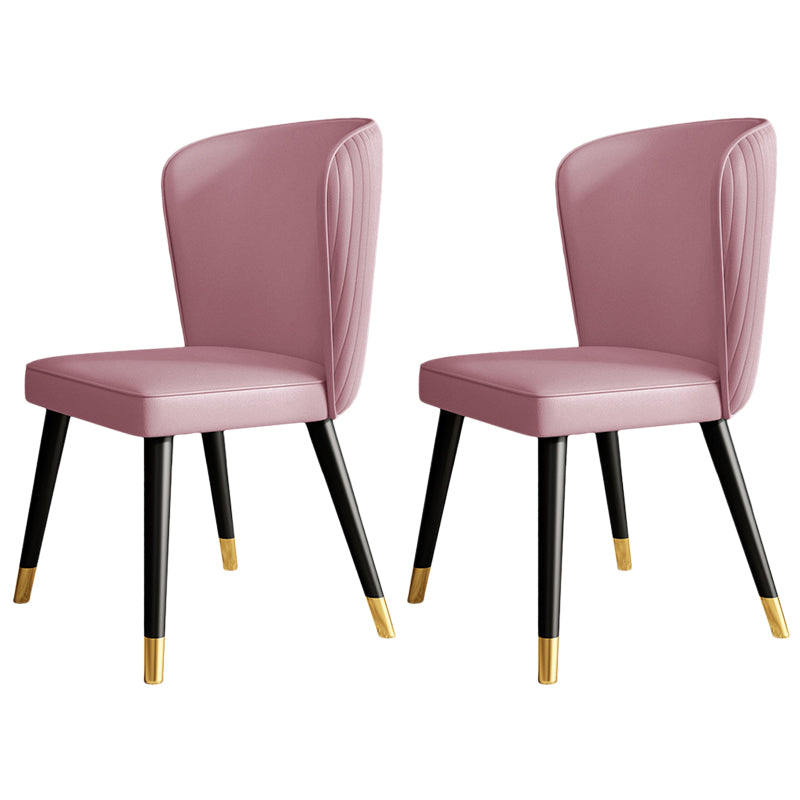Contemporary Style Leather Chair Armless Parsons Chair with Wooden Legs for Dining Room