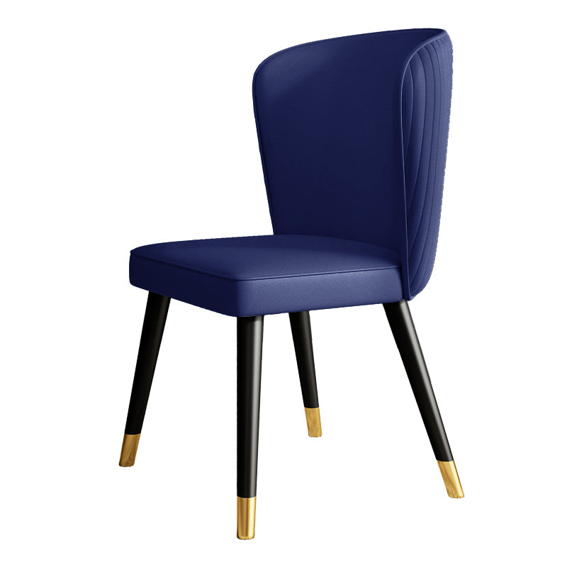 Contemporary Style Leather Chair Armless Parsons Chair with Wooden Legs for Dining Room