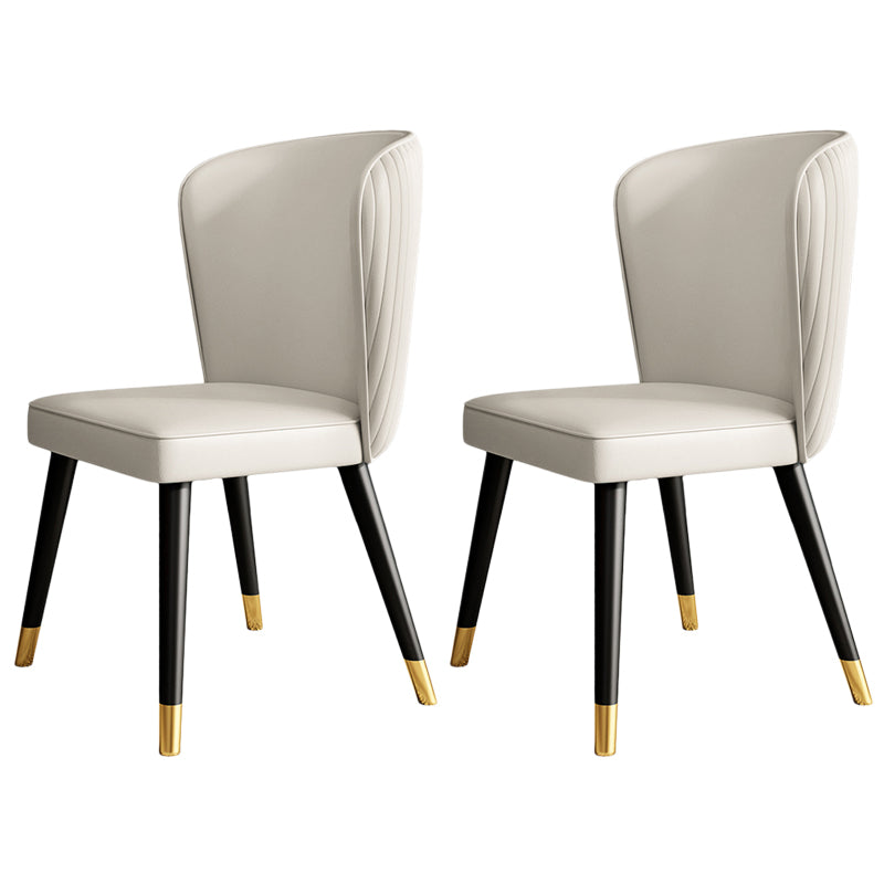 Contemporary Style Leather Chair Armless Parsons Chair with Wooden Legs for Dining Room